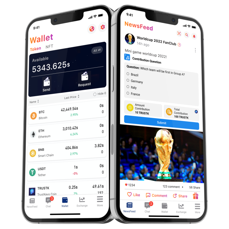 TrustKeys SuperApp - Wallet, Exchange, Messaging